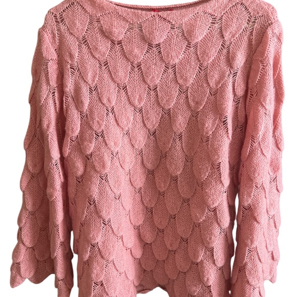 Pink Scallop Pattern Sweater Top M - Picture 2 of 5